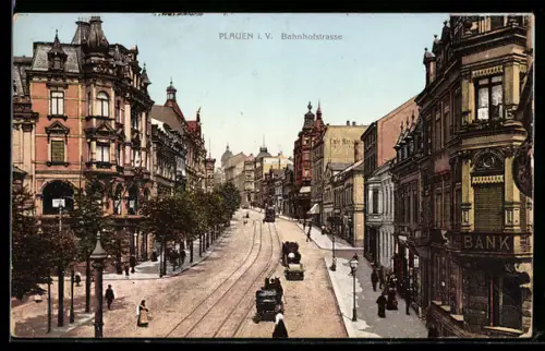 AK Plauen i. V., Bahnhofstrasse