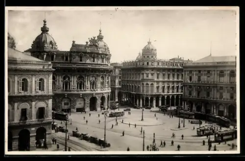 AK Genova, Piazza De Ferrari, Strassenbahn