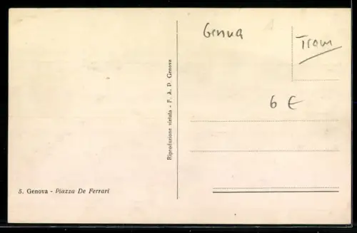 AK Genova, Piazza De Ferrari, Strassenbahn