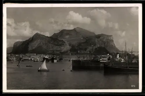 AK Palermo, Hafen u. Monte Pellegrino