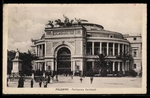 AK Palermo, Politeama Garibaldi und Passanten