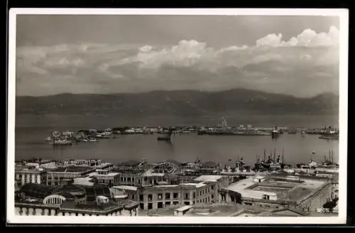 AK Messina, Panorama mit Hafen