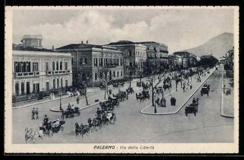 AK Palermo, Via della Libertà, Pferdekutschen