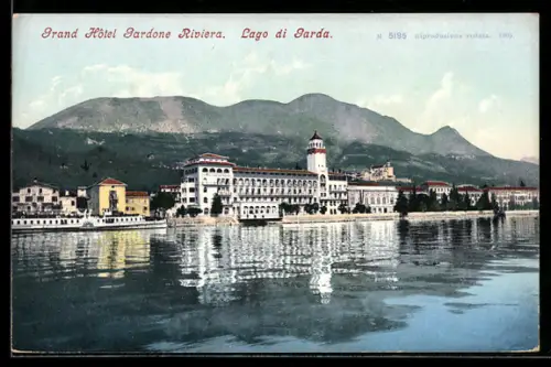 AK Gardone Riviera, Grand Hôtel con lago in primo piano