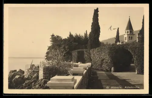 AK Abbazia, Blick auf die Abteikirche