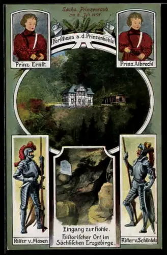 AK Hartenstein / Sächsisches Erzgebirge, Restaurant Forsthaus an der Prinzenhöhle, Prinz Ernst, Prinz Albrecht