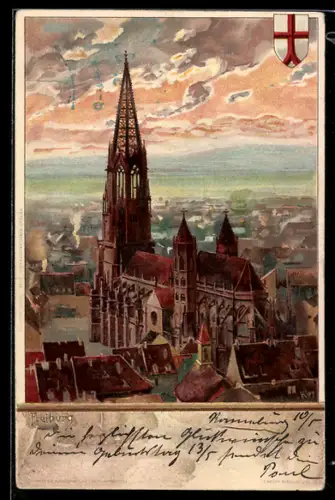 Künstler-AK Heinrich Kley: Das Münster im Abendrot