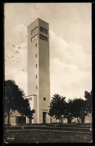 AK Dresden, Der sprechende Turm, Jahresschau Deutscher Arbeit 1927, Das Papier