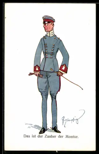 Künstler-AK Fritz Schönpflug: Das ist der Zauber der Montur, Soldat in Uniform