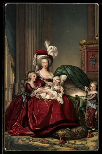 Künstler-AK Marie Antoinette von Frankreich und ihre Kinder