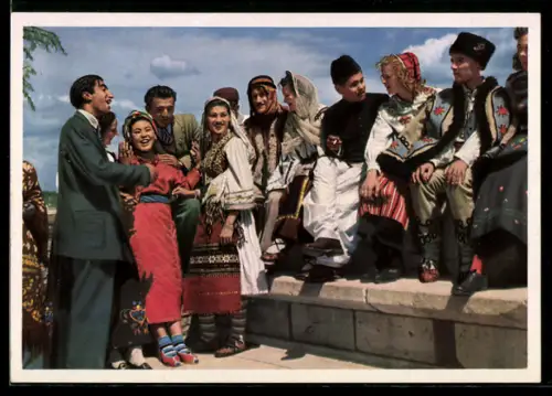 AK Die Jugend der Welt will den Frieden, internationale Trachtengruppe