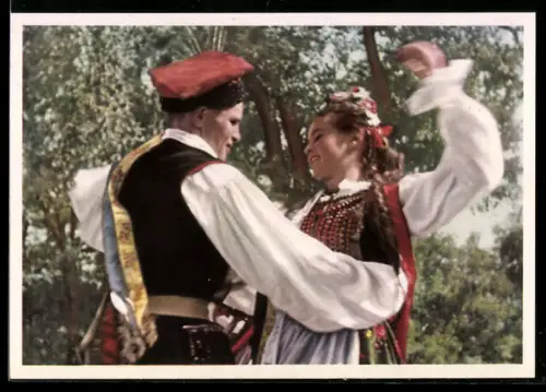 AK Polnisches Tanzpaar, Die Jugend der Welt will den Frieden, DDR-Propaganda