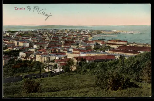 AK Trieste, Vista panoramica della città e del mare