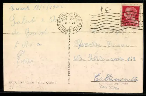 AK Trieste, Piazza Vittorio Veneto con fontana e edifici storici