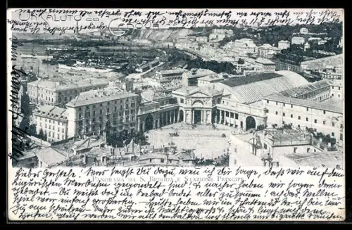 AK Genova, Panorama da S. Brigida con Stazione Principe