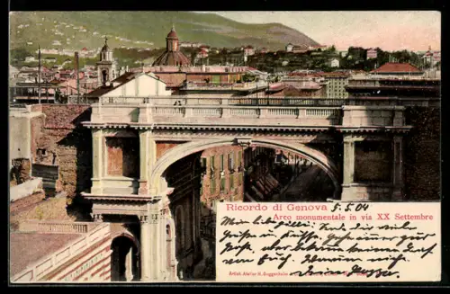 AK Genova, Arco monumentale in via XX Settembre