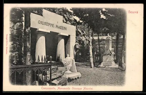 AK Genova, Camposanto, Monumento Giuseppe Mazzini