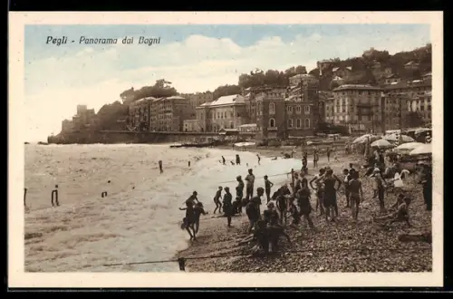 AK Pegli, Panorama dai Bagni con bagnanti sulla spiaggia