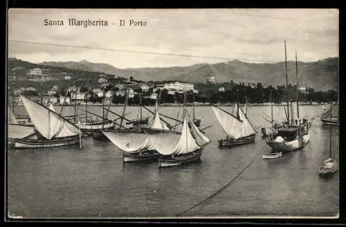 AK Santa Margherita Ligure, Il porto con barche a vela e paesaggio collinare sullo sfondo