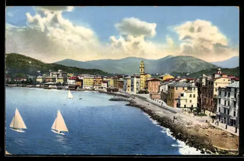 AK Rapallo, Passeggiata a mare con barche a vela