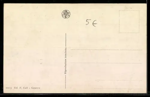AK Genova, Piazza Corvetto con statua e edifici storici