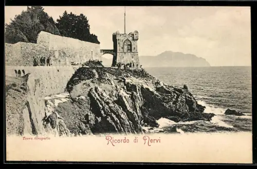 AK Nervi, Torre Gropallo sulla scogliera con vista sul mare