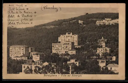 AK Bordighera, Ville ed Alberghi sul pendio collinare