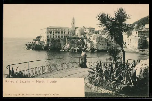 AK Nervi /Riviera di Levante, Il porto e il lungomare con vista sulla città e sul mare della Riviera di Levante