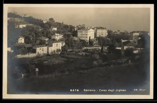 AK Sanremo, Corso degli Inglesi, veduta panoramica della città e colline circostanti