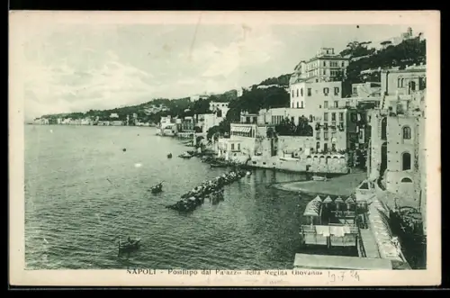 AK Napoli, Posillipo dal Palazzo della Regina Giovanna, vista sul mare e le case??