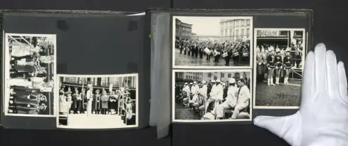 Fotoalbum mit 53 Fotografien, Ansicht Darmstadt, Karneval Umzug, Karnevalsprinz / Prinzessin, Kostüme, Motorroller