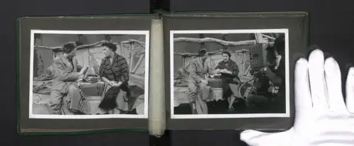 Fotoalbum mit 42 Fotografien, Schauspielerin Emmy Percy-Wüstenhagen in verschiedenen Filmszenen, Filmset