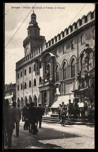 AK Bologna, Palazzo Municipale e Fontana di Nettuno