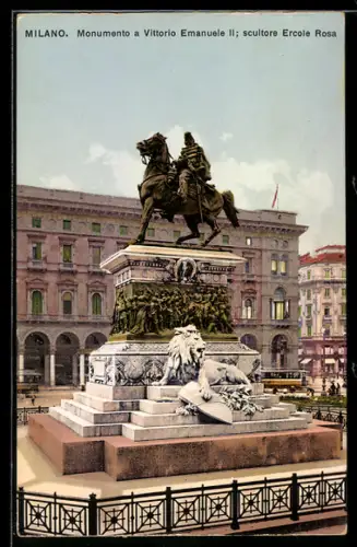 AK Milano, Monumento a Vittorio Emanuele II, scultore Ercole Rosa