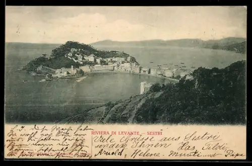 AK Sestri Levante, Veduta panoramica della baia e del promontorio