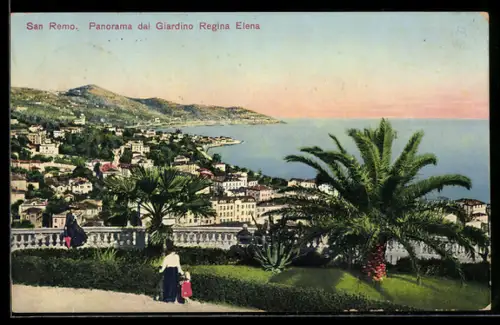 AK San Remo, Panorama dal Giardino Regina Elena