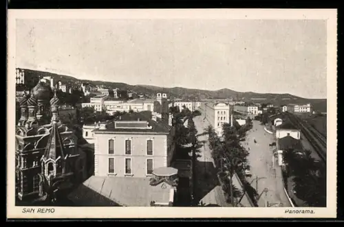 AK San Remo, Panorama con vista sulla città e chiesa ortodossa