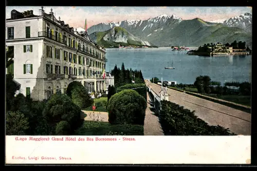 AK Stresa /Lago Maggiore, Grand Hôtel des Iles Borromées und Blick auf die Alpen
