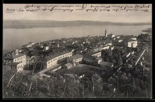 AK Arona /Lago Maggiore, Vista panoramica sulla città e sul lago