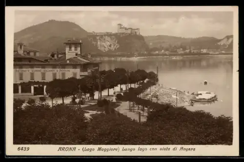 AK Arona /Lago Maggiore, Lungo lago con vista di Angera