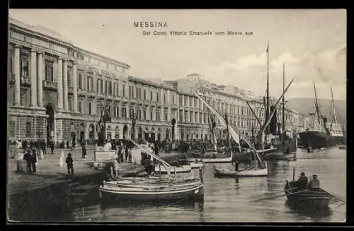AK Messina, Der Corso Vittorio Emanuele vom Meere aus