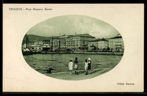 AK Trieste /Riva Nazario Sauro, Vista sul lungomare e Hôtel Savoia