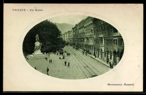 AK Trieste, Via Giulia e Monumento Rossetti