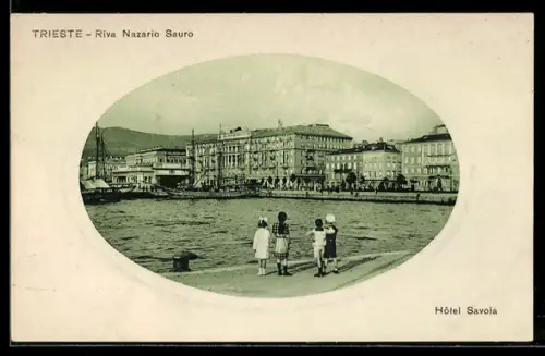 AK Trieste, Riva Nazario Sauro, Hôtel Savoia e bambini sul lungomare