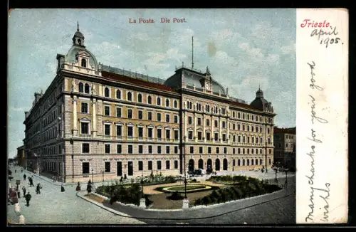AK Trieste, La Posta mit Gartenansicht