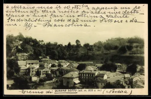 AK Quarna Sotto, Panorama del villaggio circondato da colline e foreste