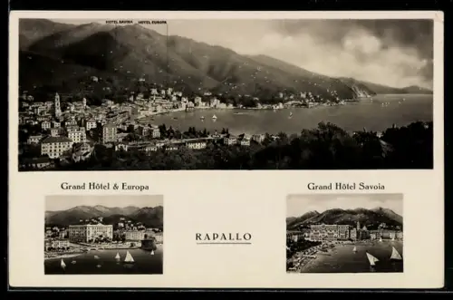 AK Rapallo, Veduta panoramica, Grand Hôtel & Europa e Grand Hôtel Savoia