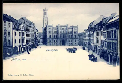 AK Zittau, Blick auf den Marktplatz