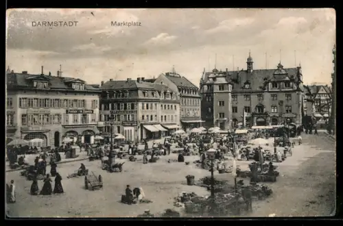 AK Darmstadt, Partie am Marktplatz