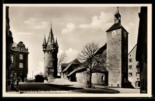 AK Lindau, Kriegerdenkmal, Diebsturm, Peterskirchturm